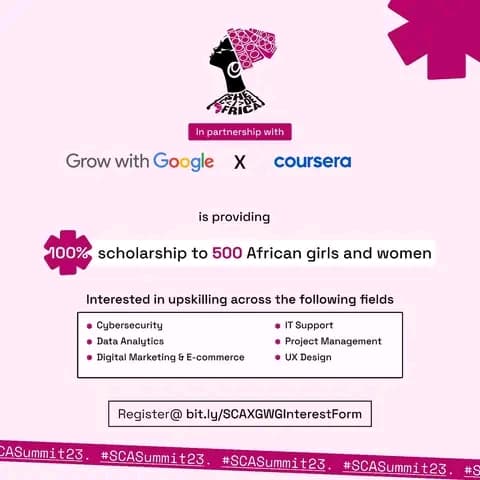She Code Africa, en partenariat avec Grow with Google et Coursera, offre 500 bourses à des femmes africaines pour développer leurs compétences technologiques