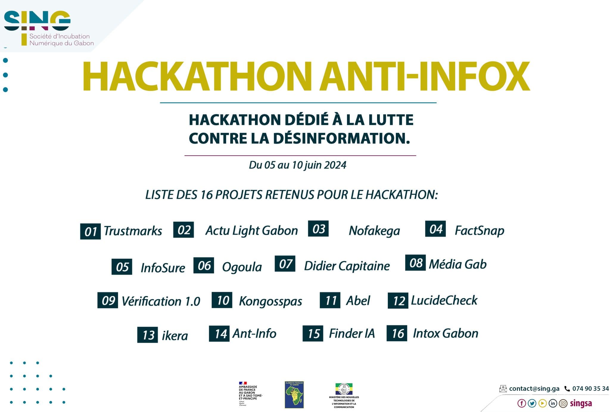 Hackathon anti-infox de la SING : le Top 16 dévoilé