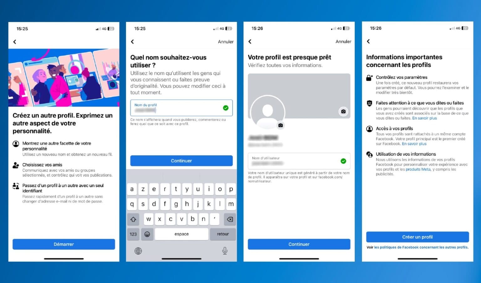 Créer quatre profils supplémentaires liés à votre compte Facebook : La nouvelle fonctionnalité